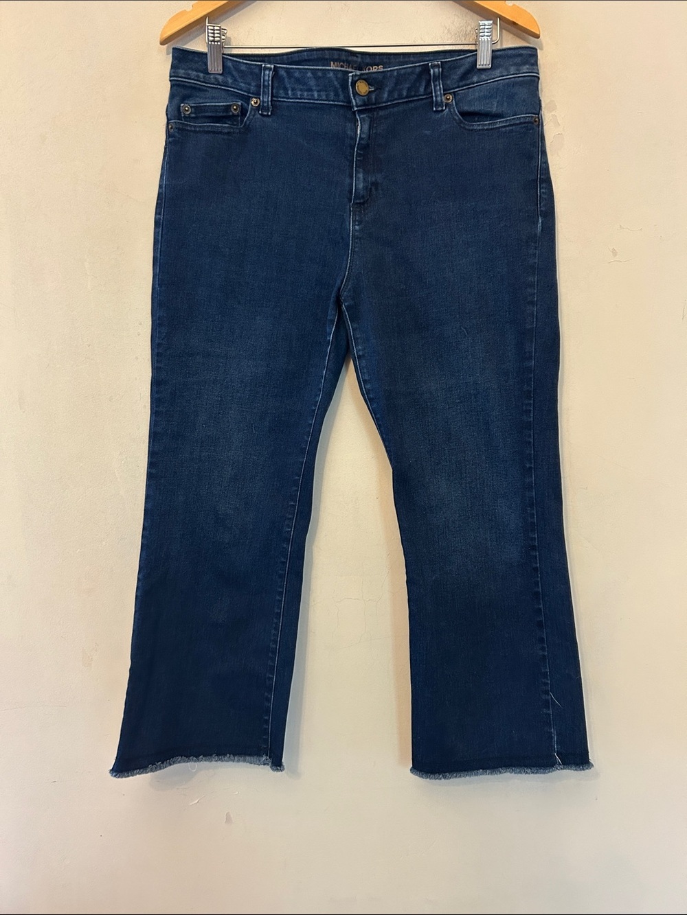 Michael Kors Indigo Cropped Raw hem Straight Jeans Size 12 EUC